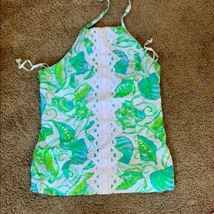 Lily Pulitzer green and white shell top 4